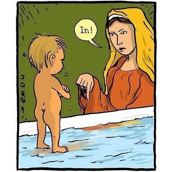 mary and baby jesus cartoon 'in'