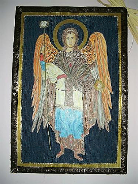 handpainted icon of Gabriel the archangel