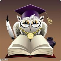 cartoon owl wearing mortarboard reading a book